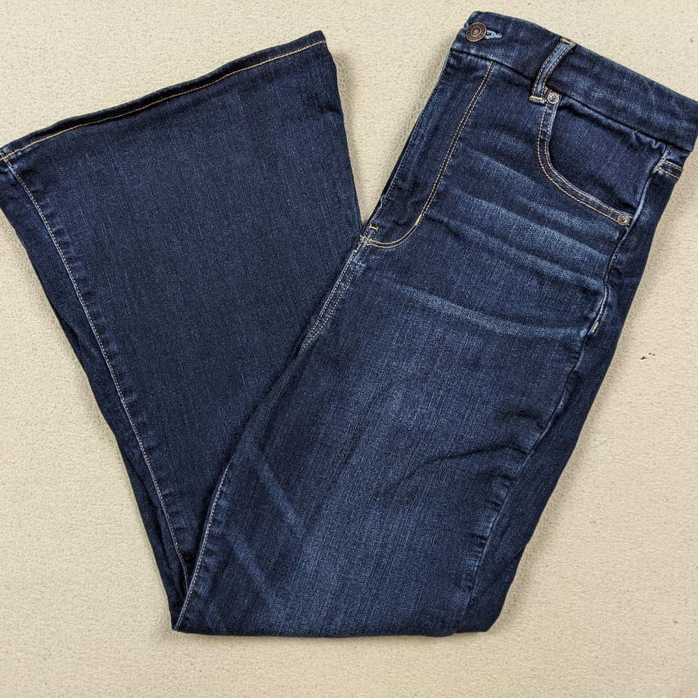 American Eagle Next Level Stretch Curvy Highest Rise Flare Jeans Size 14 X-Short